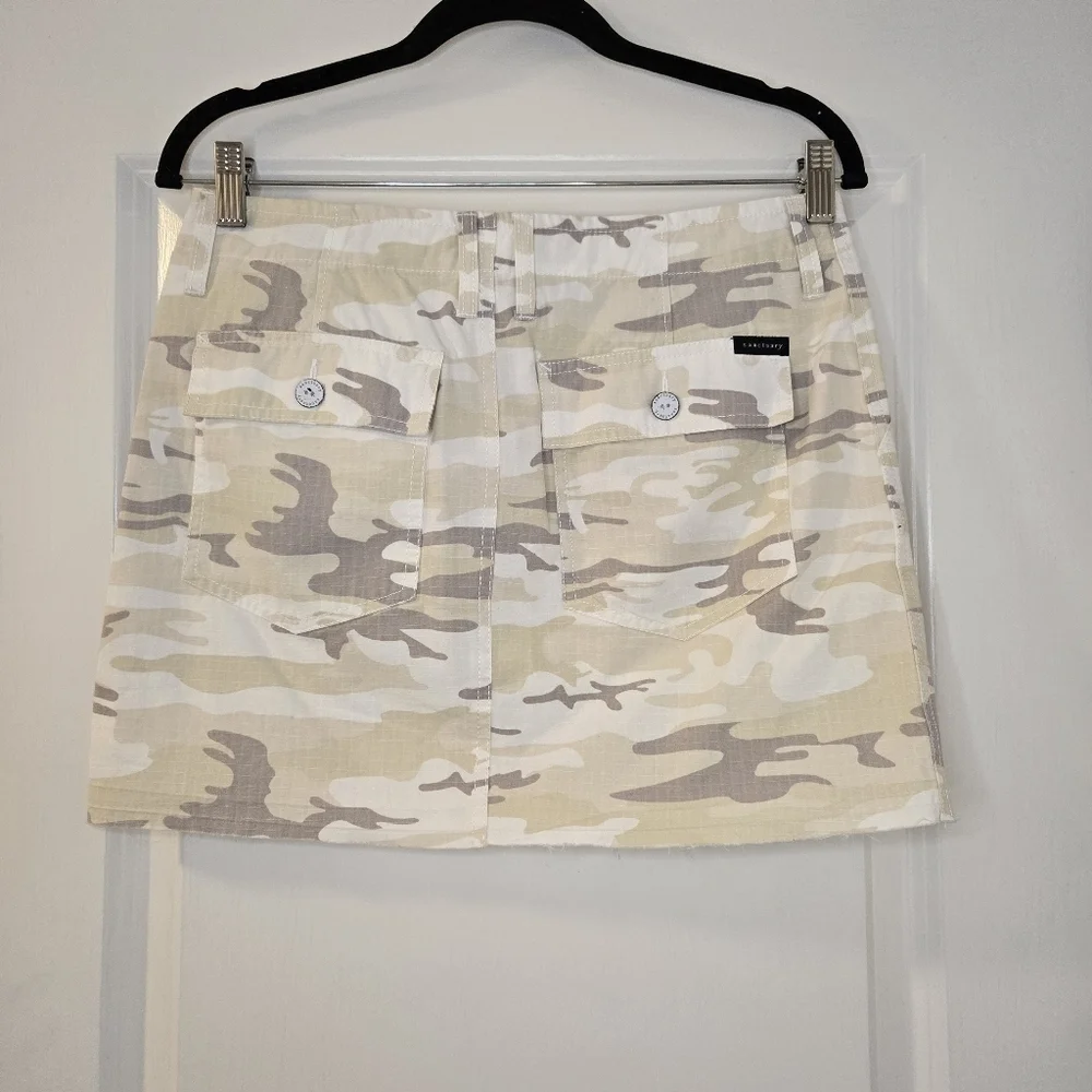 SANCTUARY White and Gray Camouflage Mini Skirt 100% Cotton Size 27